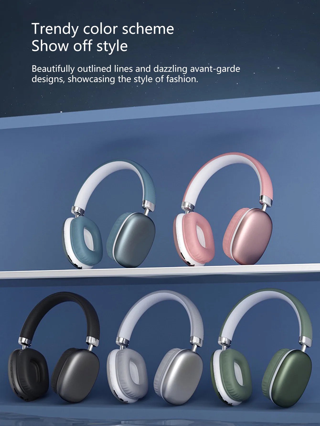 Wireless Over-Ear Headphones,5.3 Chip,Hi-Fi 360° Surround Sound,Dual Device Connection,Long Battery,Stylish Wireless Headset