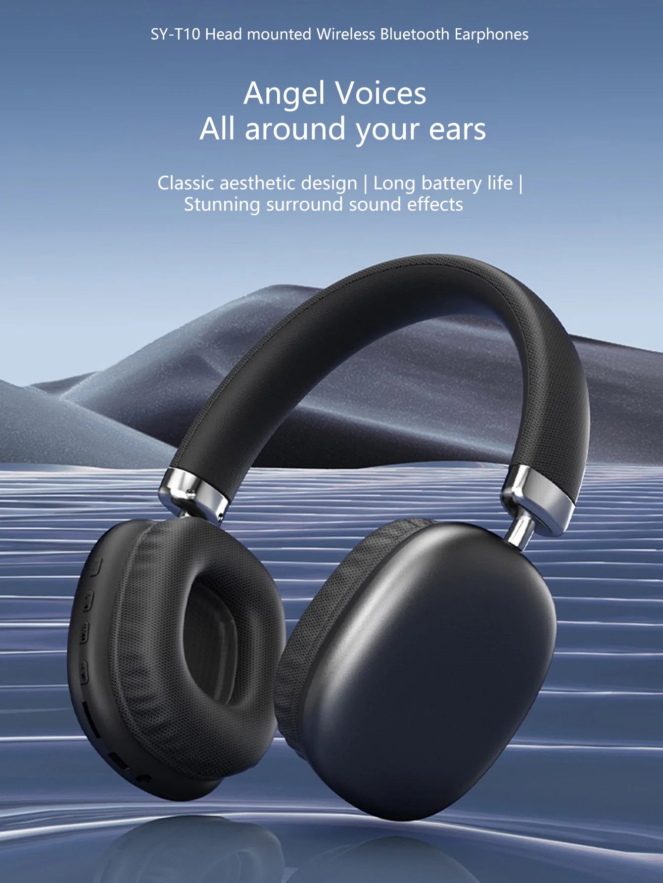 Wireless Over-Ear Headphones,5.3 Chip,Hi-Fi 360° Surround Sound,Dual Device Connection,Long Battery,Stylish Wireless Headset