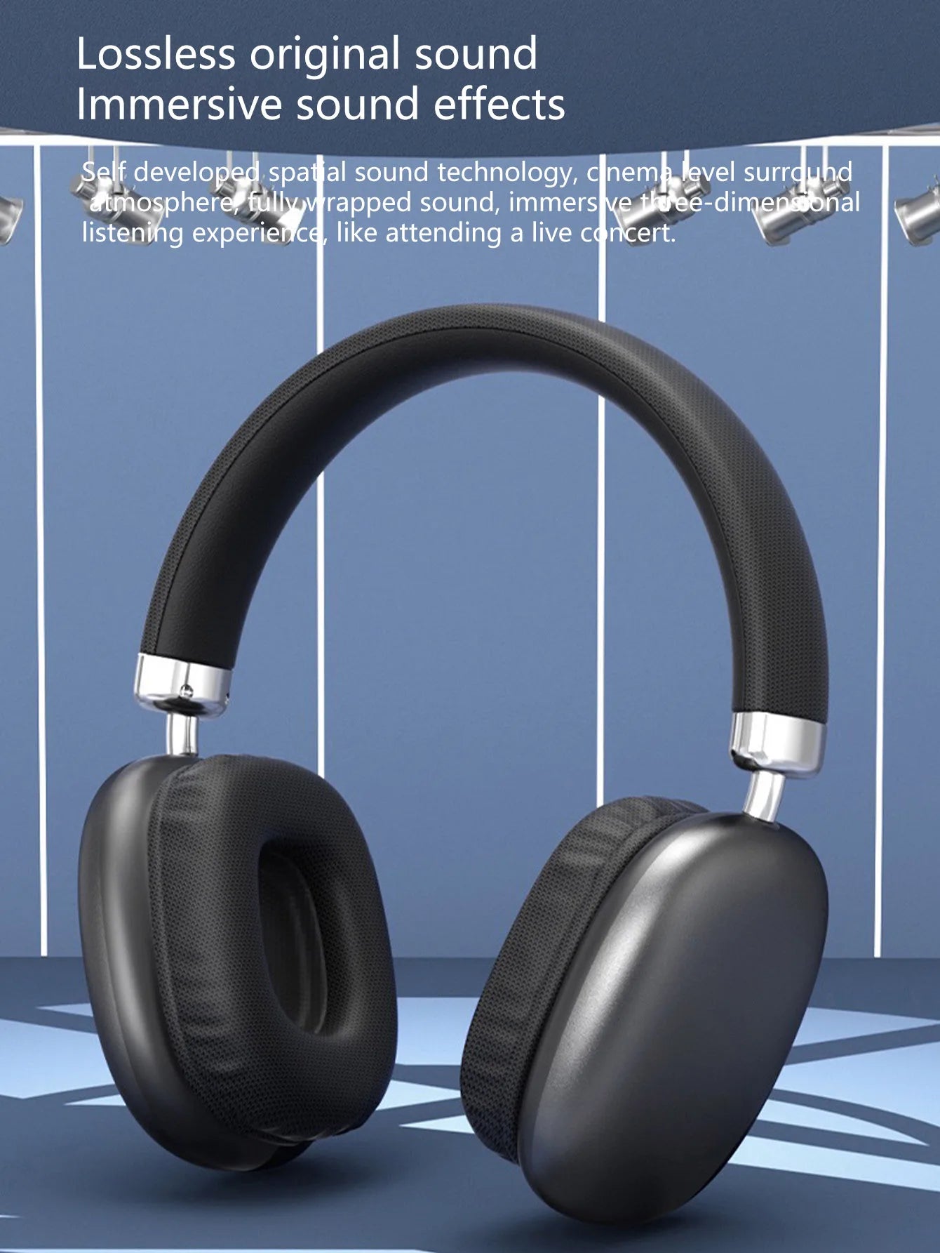 Wireless Over-Ear Headphones,5.3 Chip,Hi-Fi 360° Surround Sound,Dual Device Connection,Long Battery,Stylish Wireless Headset