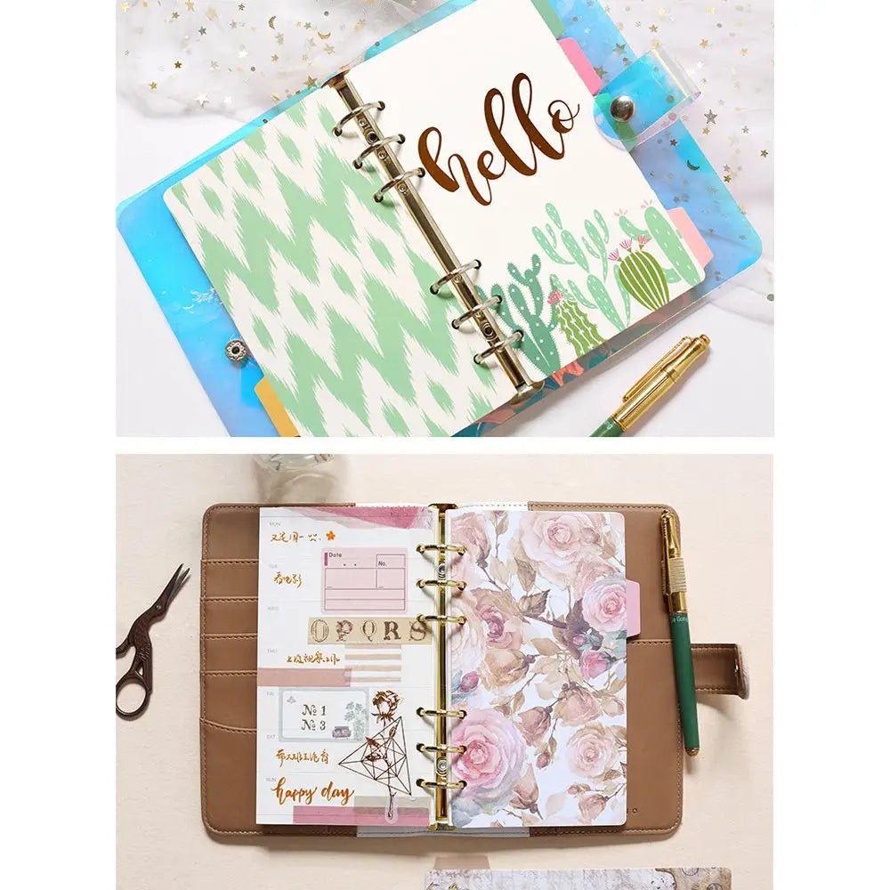 Binders 6-Ring Binder Personal Planner Binder Index Dividers Loose Leaf Separator Page Binder Index Page Binder Indexing Cards