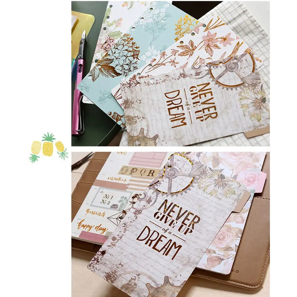Binders 6-Ring Binder Personal Planner Binder Index Dividers Loose Leaf Separator Page Binder Index Page Binder Indexing Cards