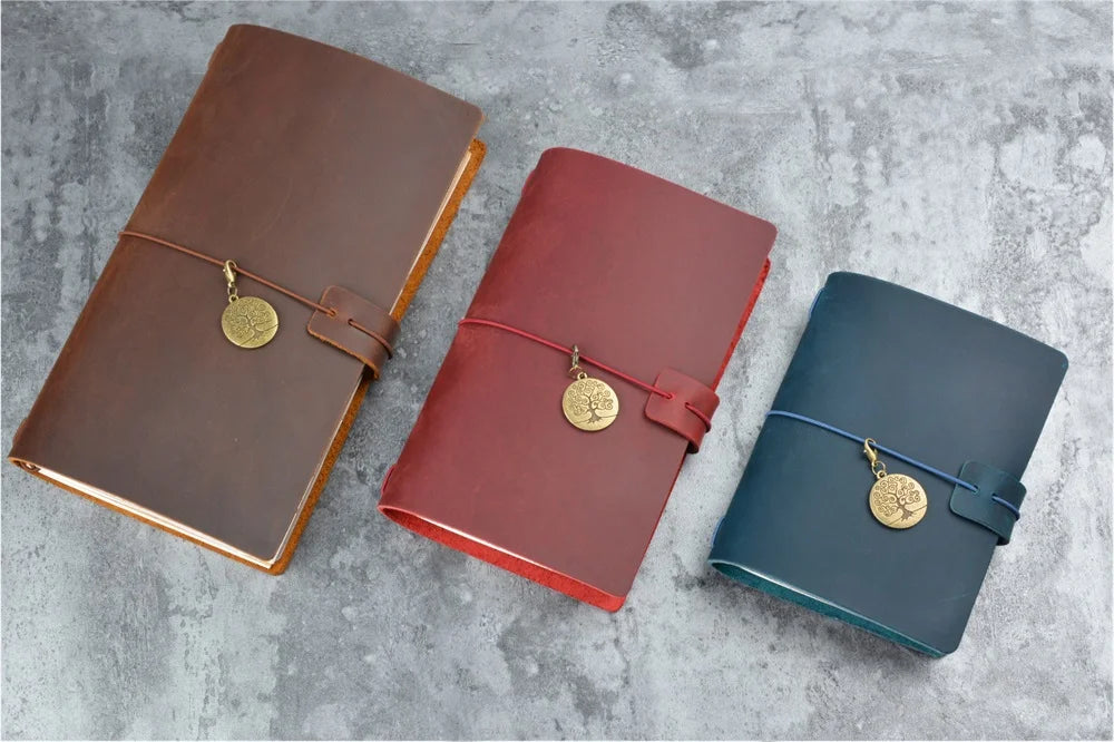 Travel Notebook Retro Leather Journal DIY Handmade Vintage Planner Note Book Portable Sketchbook Teacher School Gift 192 Pages