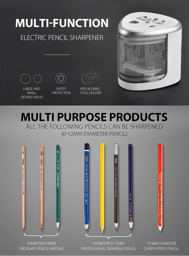 Study Manual Auto Automatic Drawing Pencil Pen Sharpener Electric Switch Pencil Sharpener Stationery Home Office School Supply