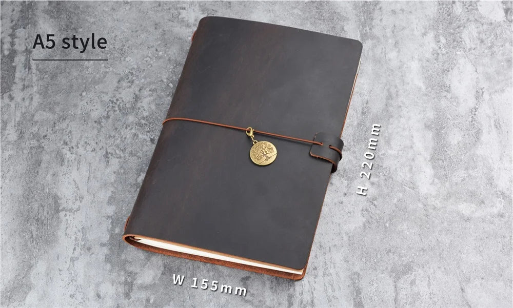 Travel Notebook Retro Leather Journal DIY Handmade Vintage Planner Note Book Portable Sketchbook Teacher School Gift 192 Pages