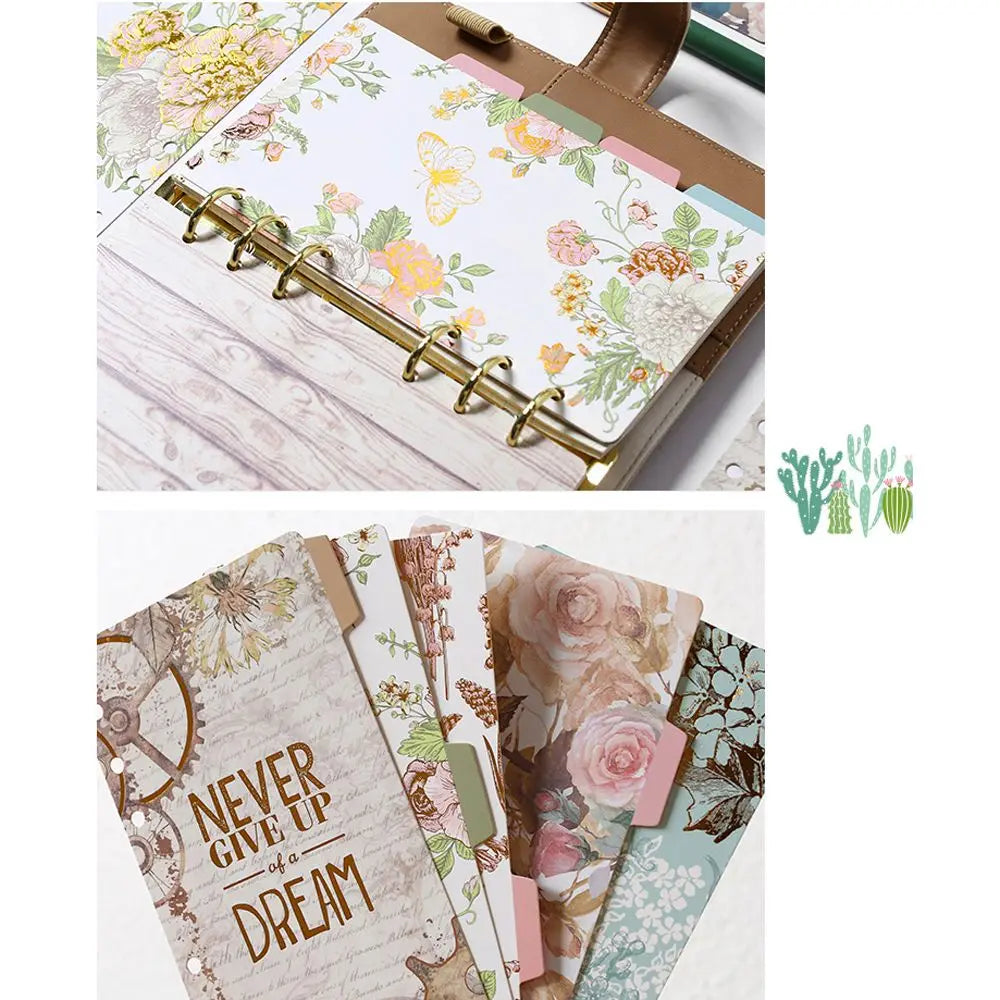 Binders 6-Ring Binder Personal Planner Binder Index Dividers Loose Leaf Separator Page Binder Index Page Binder Indexing Cards
