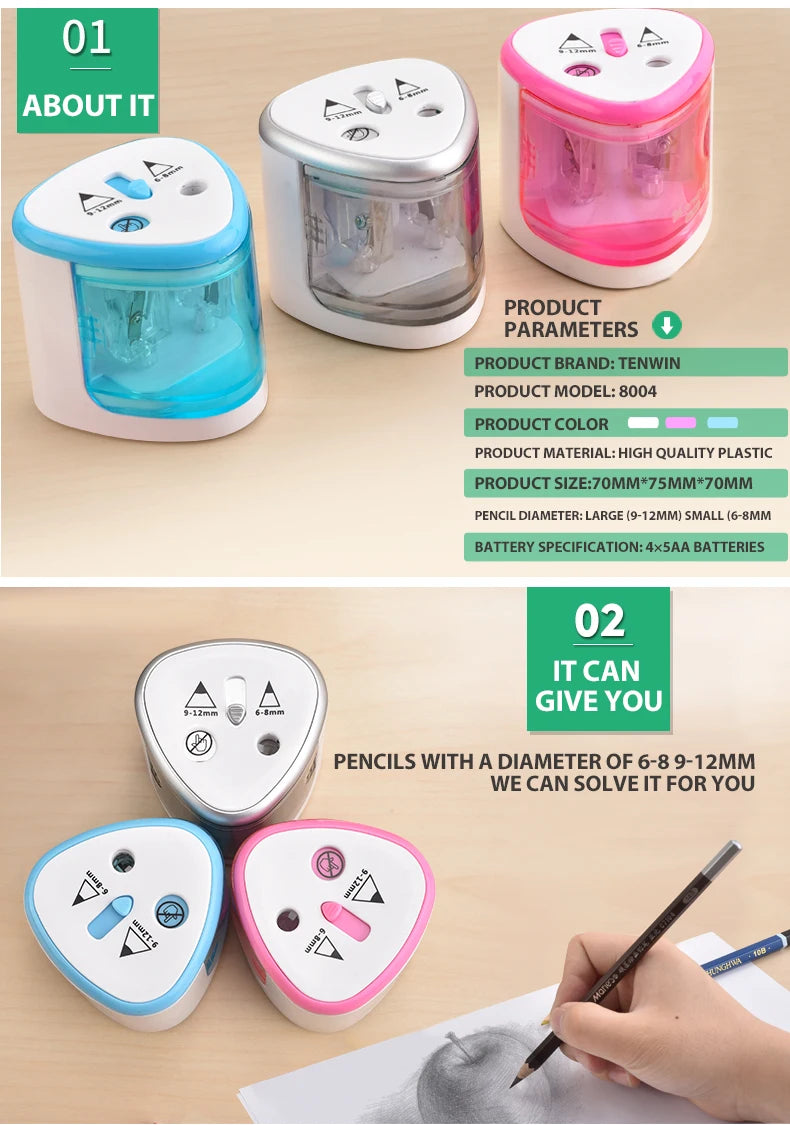 Study Manual Auto Automatic Drawing Pencil Pen Sharpener Electric Switch Pencil Sharpener Stationery Home Office School Supply