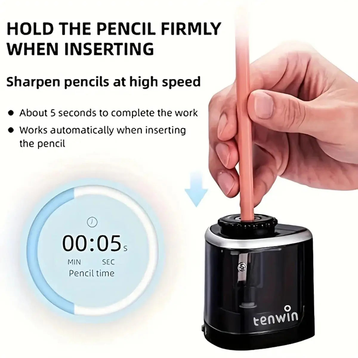 Portable Electric Sharpener Automatic Pencil Sharpener 6-8mm With Helical Steel Blade For Students Artists School Office Tool