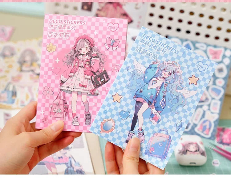 Journamm 20sheets Kawaii Stickers Book DIY Scrapbooking Collage Stationery Decor Junk Journal Cartoon Materials Stickers