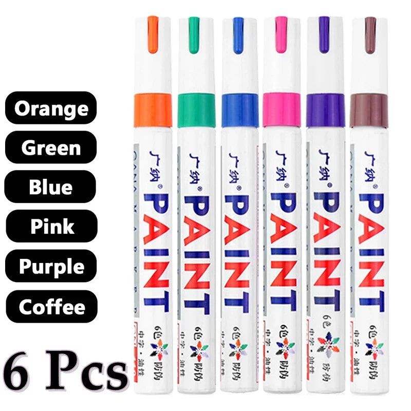 GN 6/12 Pcs Paint Pen Metal Paint Pen Waterproof Colorful Oil-based Markers Industrial Marking Painting Graffiti Paint Oil Pen