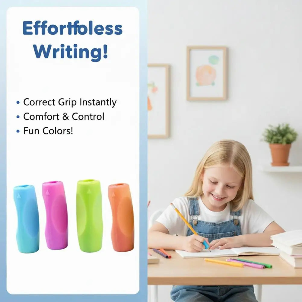 4-Pack Pencil Grips,Soft Silicone & Non-Slip Texture, Ergonomic Pen Holder for Kids & Adults Left/Right Handed Writing,Drawing