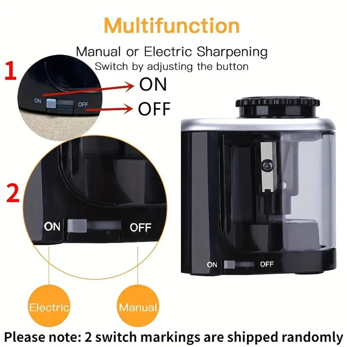 Portable Electric Sharpener Automatic Pencil Sharpener 6-8mm With Helical Steel Blade For Students Artists School Office Tool
