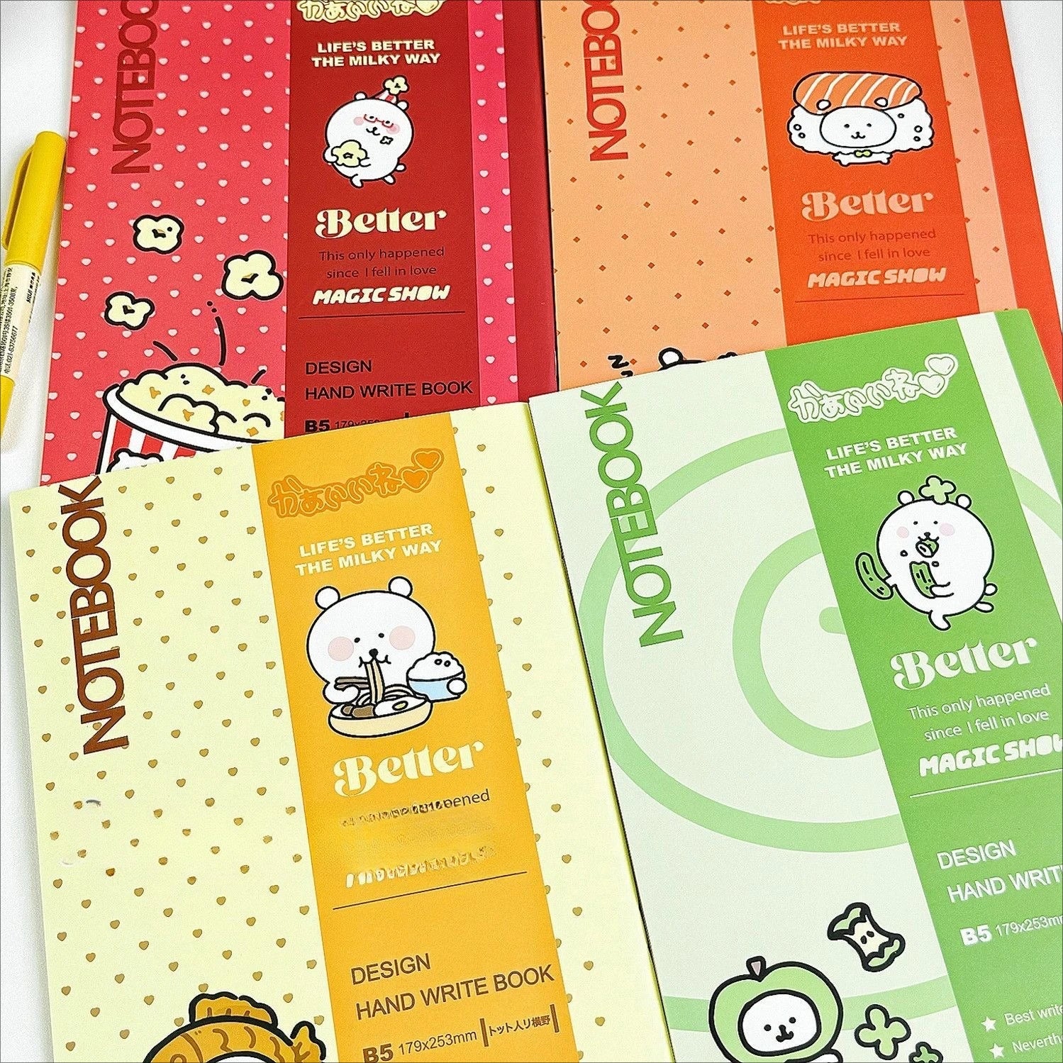 Joke Bear Notebook Cartoon Pattern Diary Book for Students Durable Handwriting Notebook with Horizontal Lines for Note-Taking