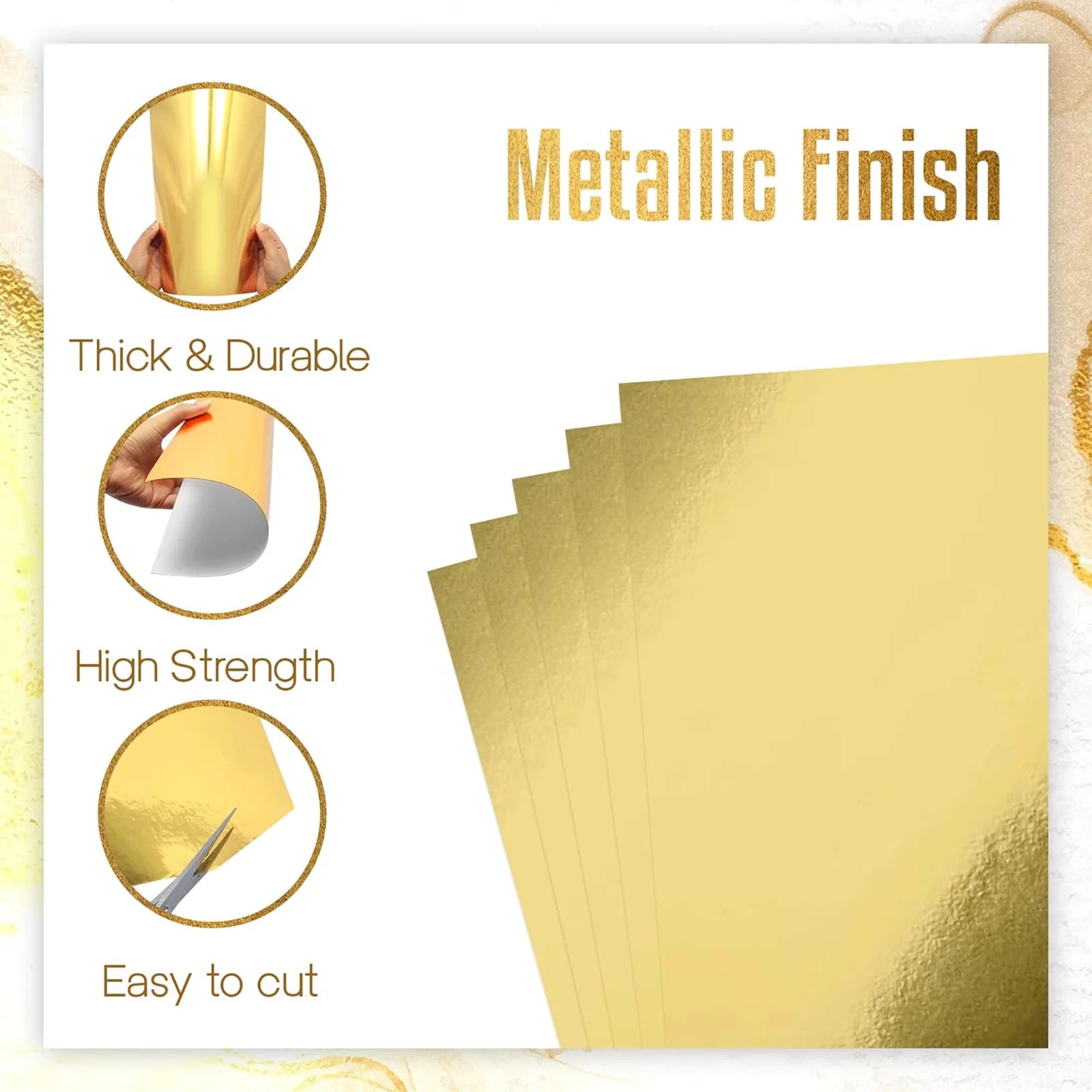 10/20 Pcs A4 Shiny Cardstock Gold Foil Mirror Paper 250gsm/92lb Golden Cardstock For DIY Projects Crafts Weddings Card Making