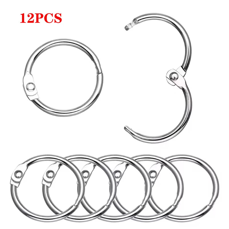 12PCS Metal Ring Binder Book Ring Photo Album Binding Ring for DIY Office Book Paper Open Loop Clasp Binding Supplies 20-39mm