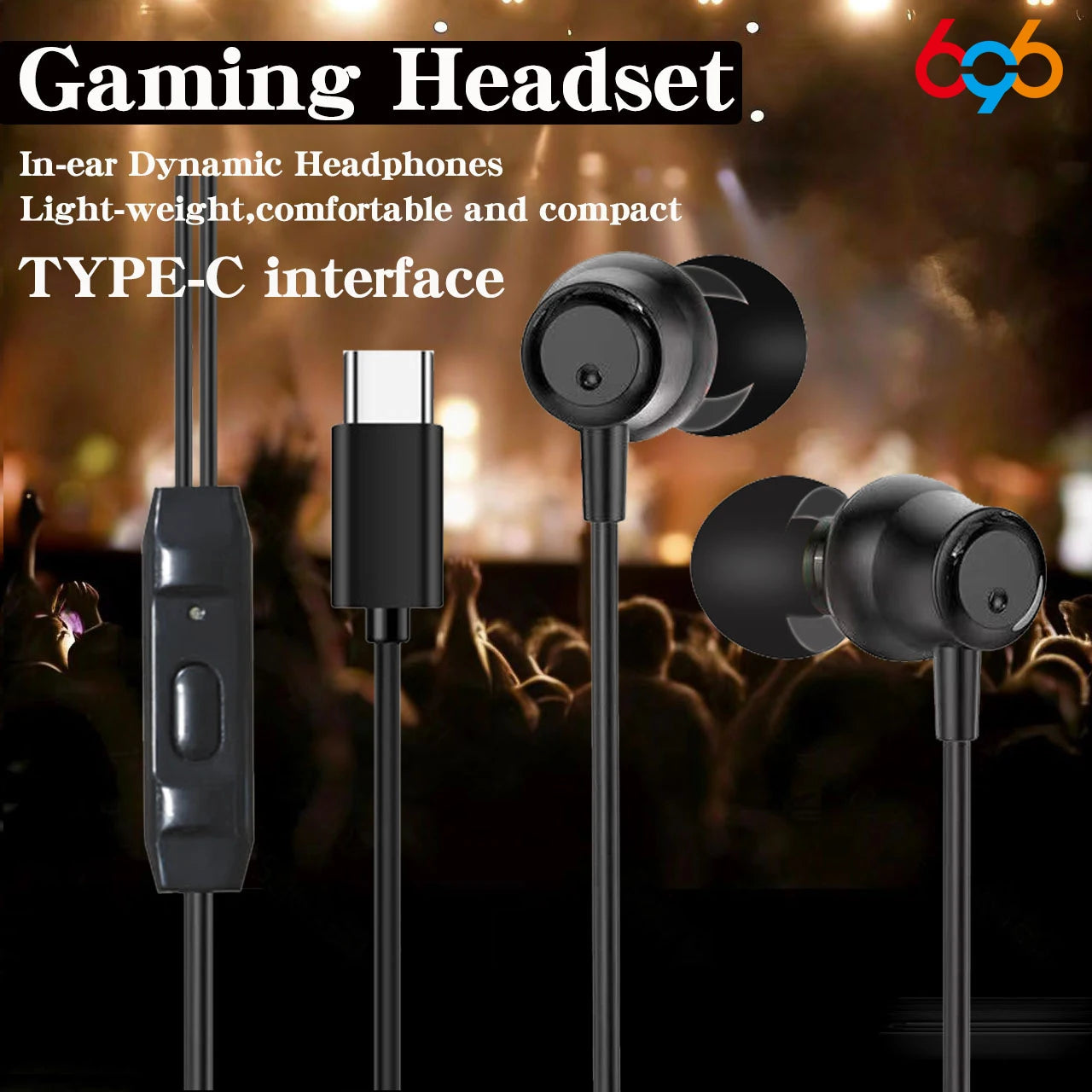 696 Portable Wired In Ear Headphones HD Calling Earphones Clear Sound Quality Music Playing TYPE-C Universal Headset