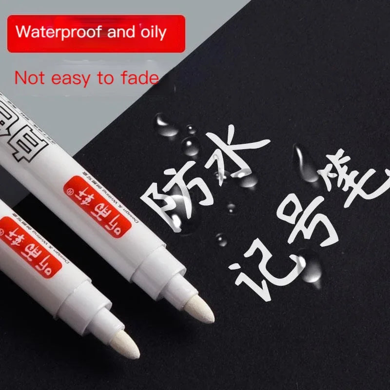 Haile For Metal White Oily Markers Waterproof Permanent Plastic Gel Pen Writing Drawing DIY Graffiti Stationery Notebook