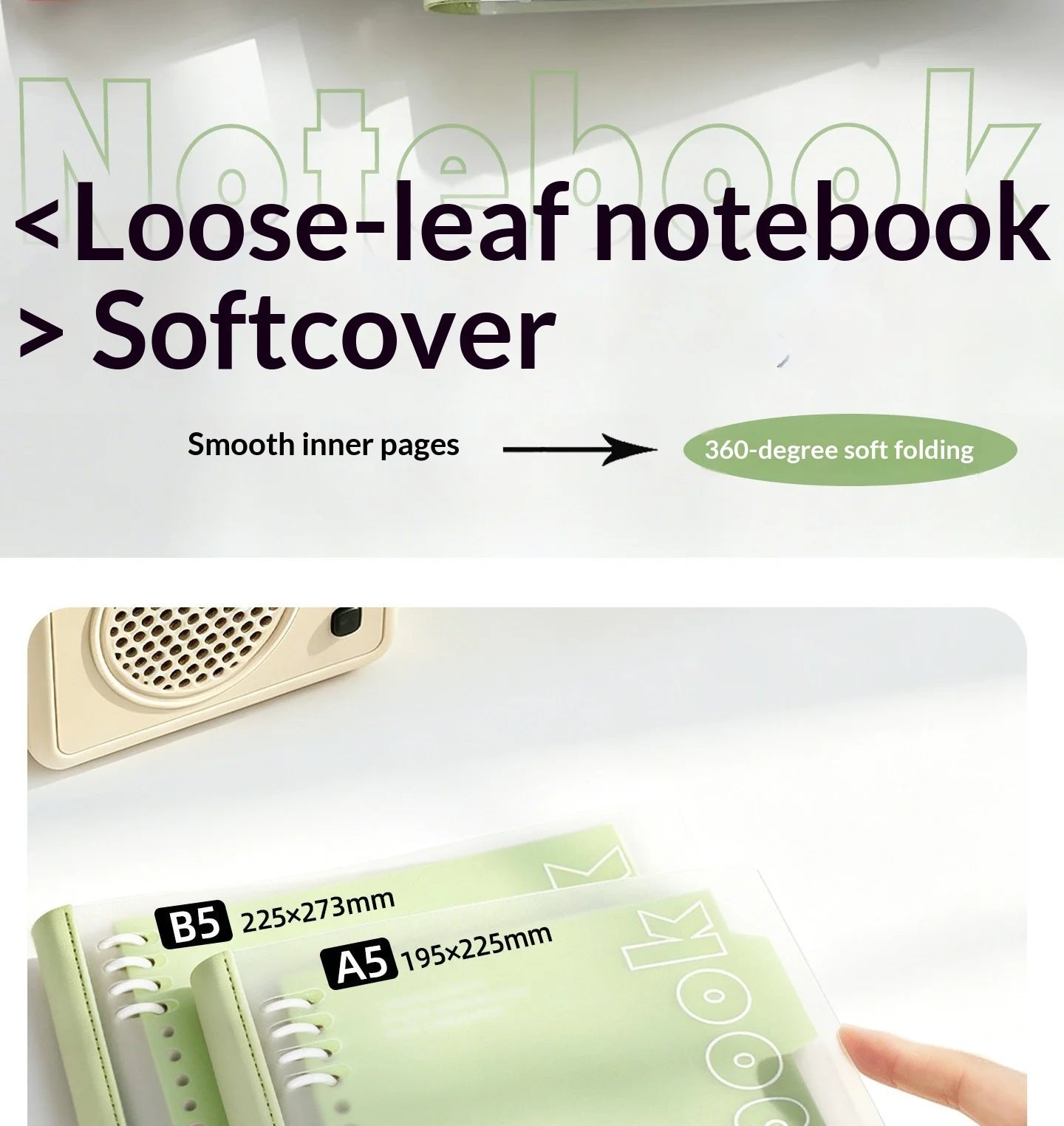 B5 Loose Leaf Notebook Soft Spine Detachable Pages for Middle High School Students Reading Journal Stylish New Design