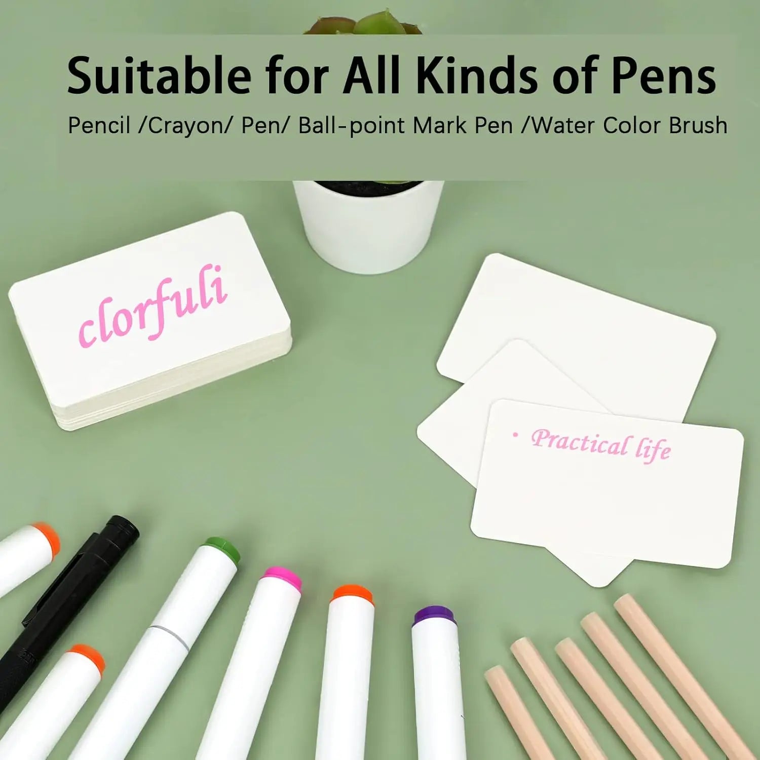 Blank Flash Cards 50/100PCS, DIY White Cardstock Postcards for Graffiti Bookmarks, Message Note Index Cards