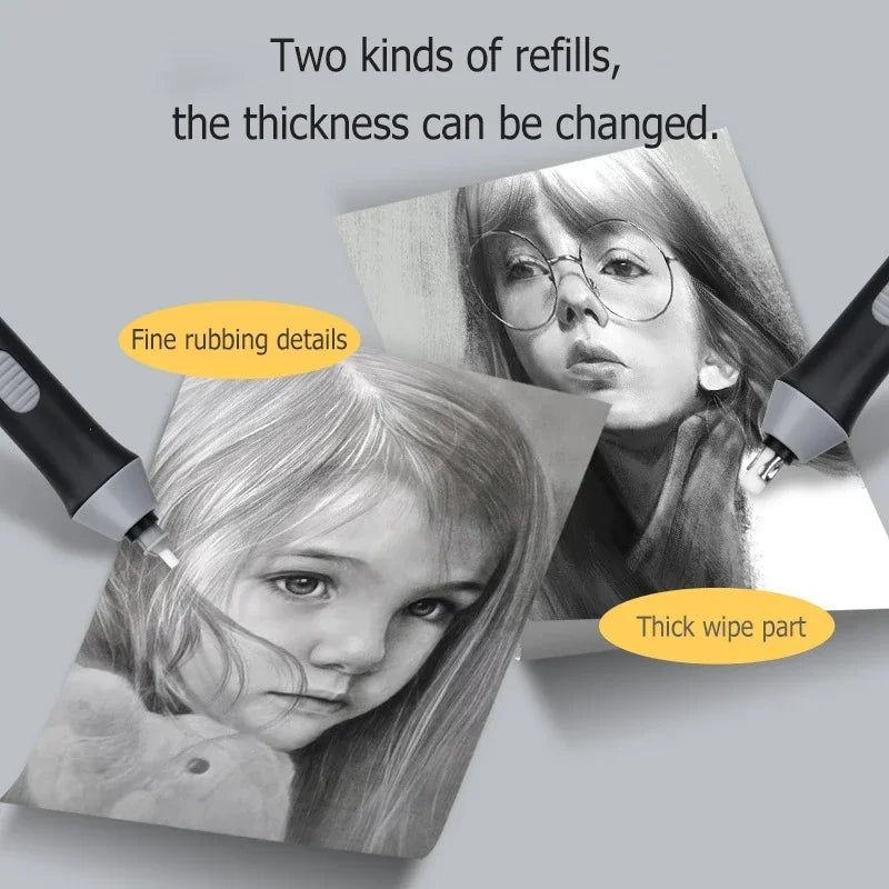 Electric Erasers Less Rubber Crumb Thick/Thin Rubber can be Changed Simple Safe and Efficient School Supplies Korean Stationery