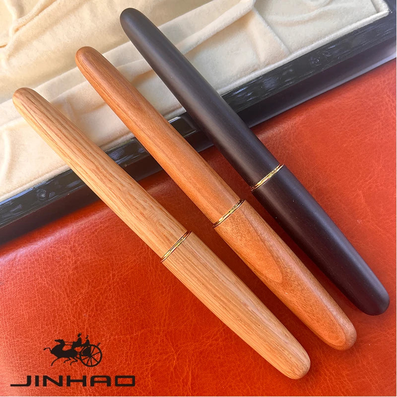 1 PCS JINHAO 9036 Vintage Natural Wood Medium Nib Handmade Fountain Ink Pen