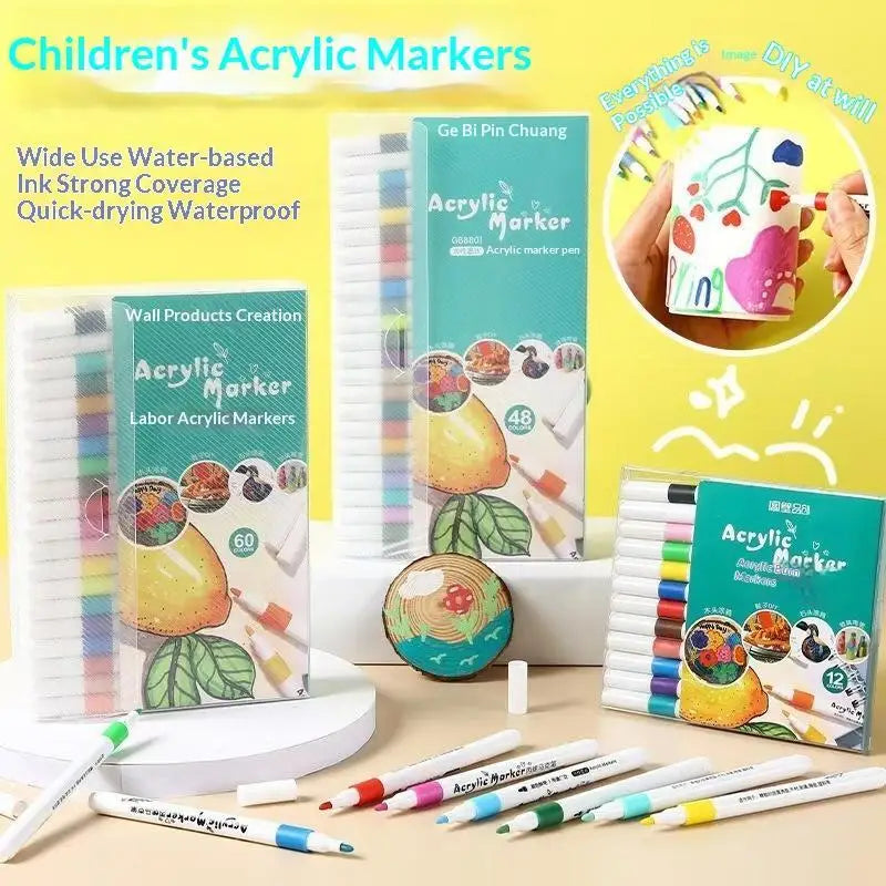 Acrylic Paint Markers 24 Colors Waterproof Smudge Resistant for Pottery Painting Handmade DIY Art Project