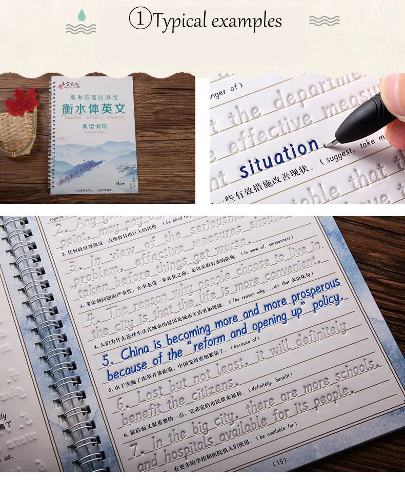 Students Practice Copybooks Learn English Composition Writing Handwriting Practice Book Hengshui Calligraphy Book 3D Reusable