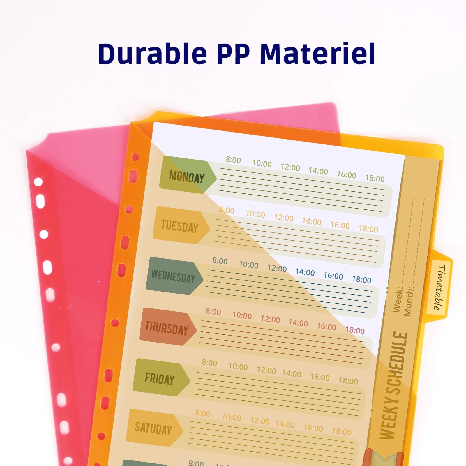 10-Pack 5 Color Binder Dividers with Pockets & Tabs, A4 PP Index Dividers for 2/3/4/11 Ring Binders, Office School Organization