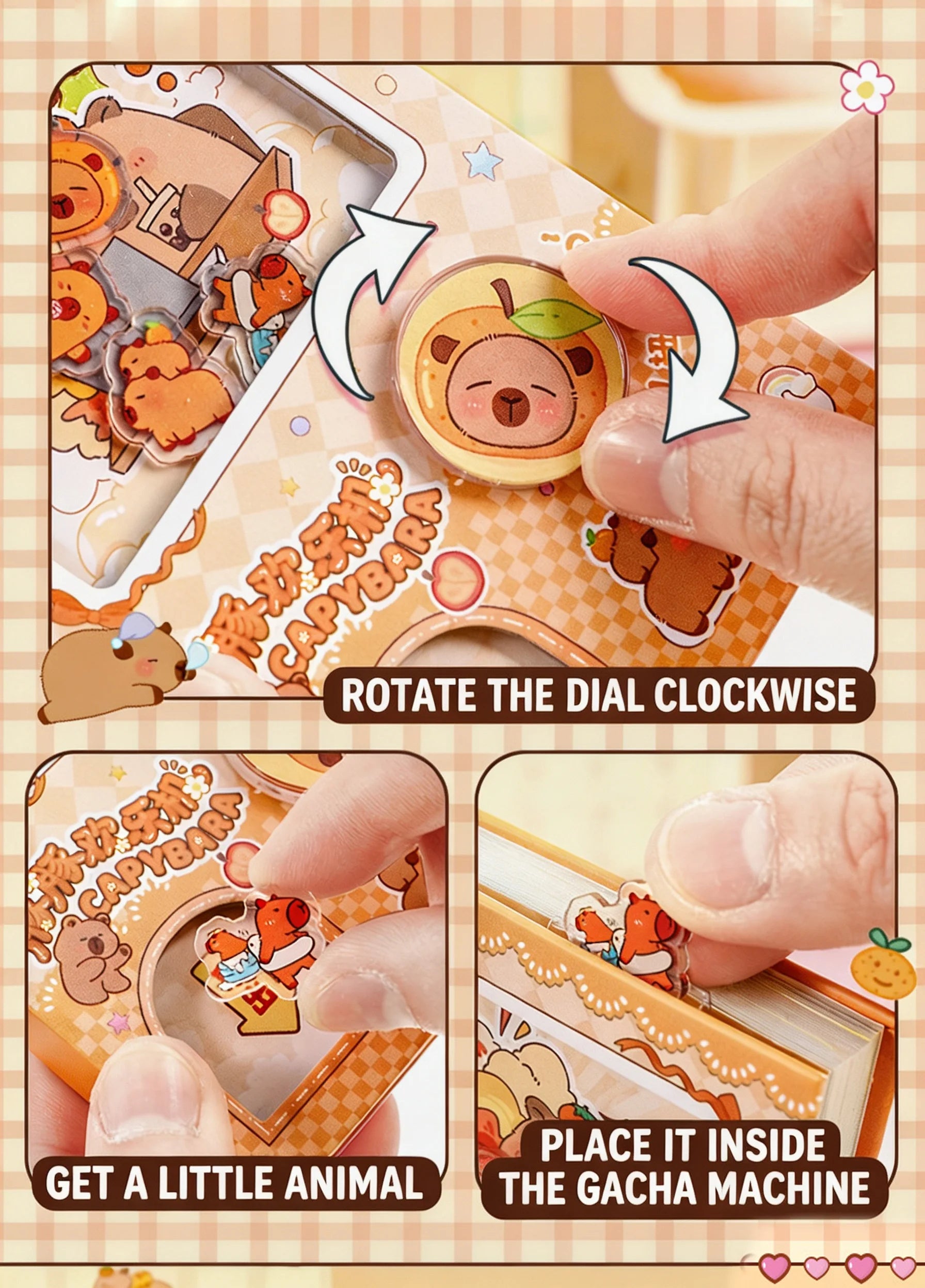 Cute Capybara School Notebook, Kawaii Cartoon Writing Journal with Interactive Gashapon Cover, Back to School Supplies for Kids