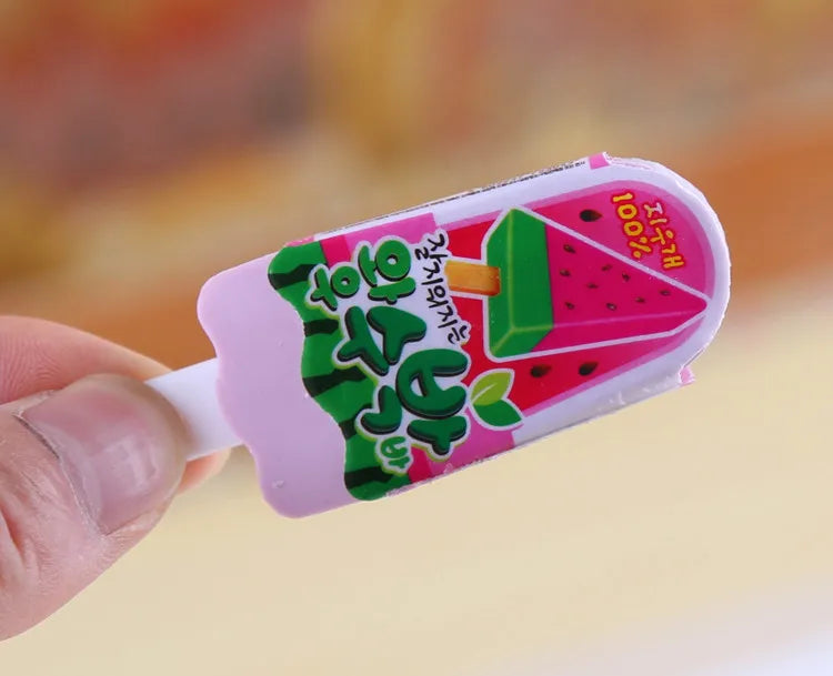 Wholesale Ice Cream Shaped Erasers, Educational Stationery for Elementary School Children, Pack of 4