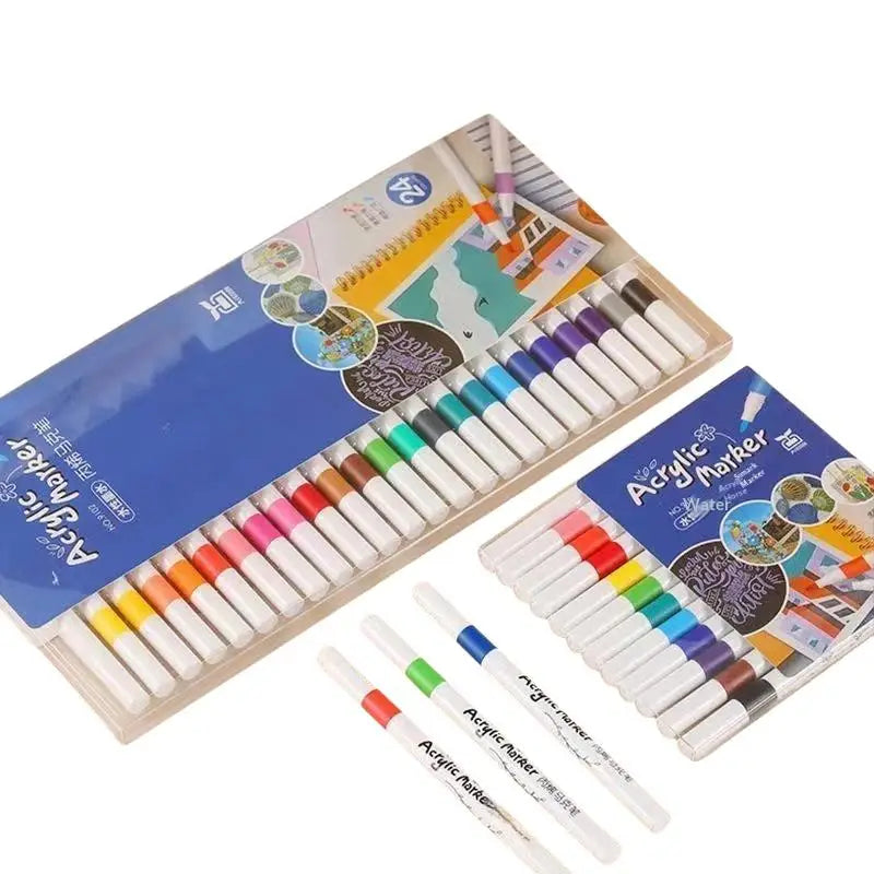 Acrylic Paint Markers 24 Colors Waterproof Smudge Resistant for Pottery Painting Handmade DIY Art Project