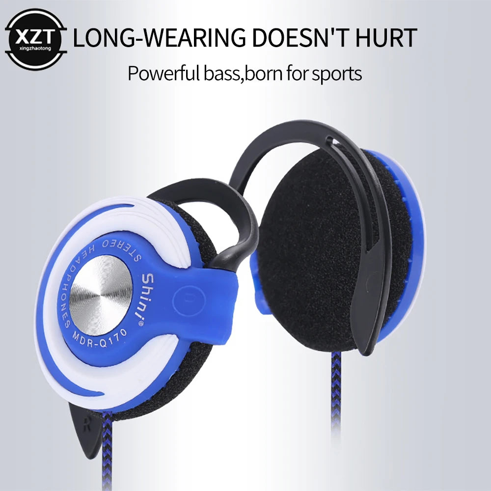 Wired Headphones HIFI Heavy Bass Headset Over-ear Adjustable Ear Hook Earphones Music Earphone For Phone
