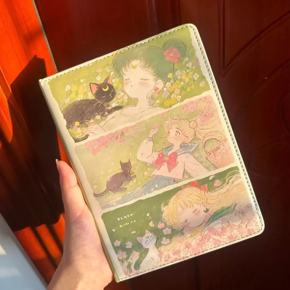 Beautiful Girl In Spring, Leather Notebook, Cute And Sweet Diary, Colorful Inner Pages, Dreamy Notebook, Student Record