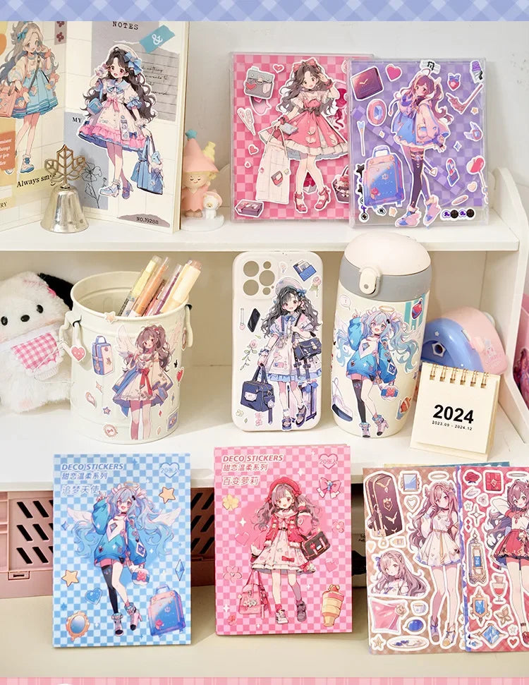 Journamm 20sheets Kawaii Stickers Book DIY Scrapbooking Collage Stationery Decor Junk Journal Cartoon Materials Stickers