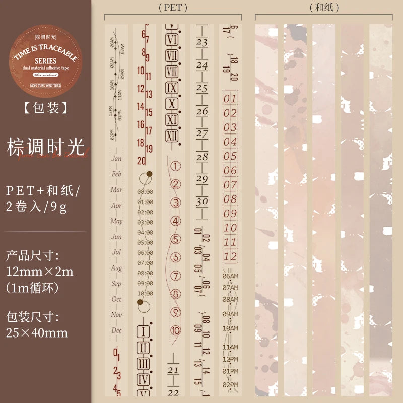 Journal GO 1.2x200cm Time Can Be Traced Tape Weekly Date Plan Tape Timeline Masking Tapes Planning Tape Scrapbooking Sticker