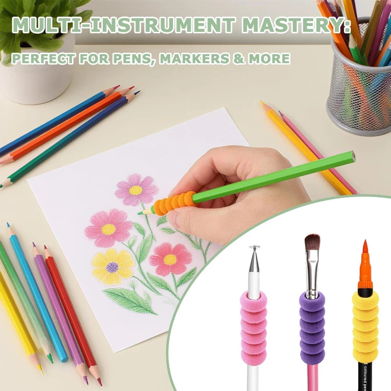 18Pcs Foam Pencil Grips 9 Mixed Colors 2pcs Each Soft Cushioned Writing Holder Ergonomic Comfort Pen Grips for Kids Adults Impro