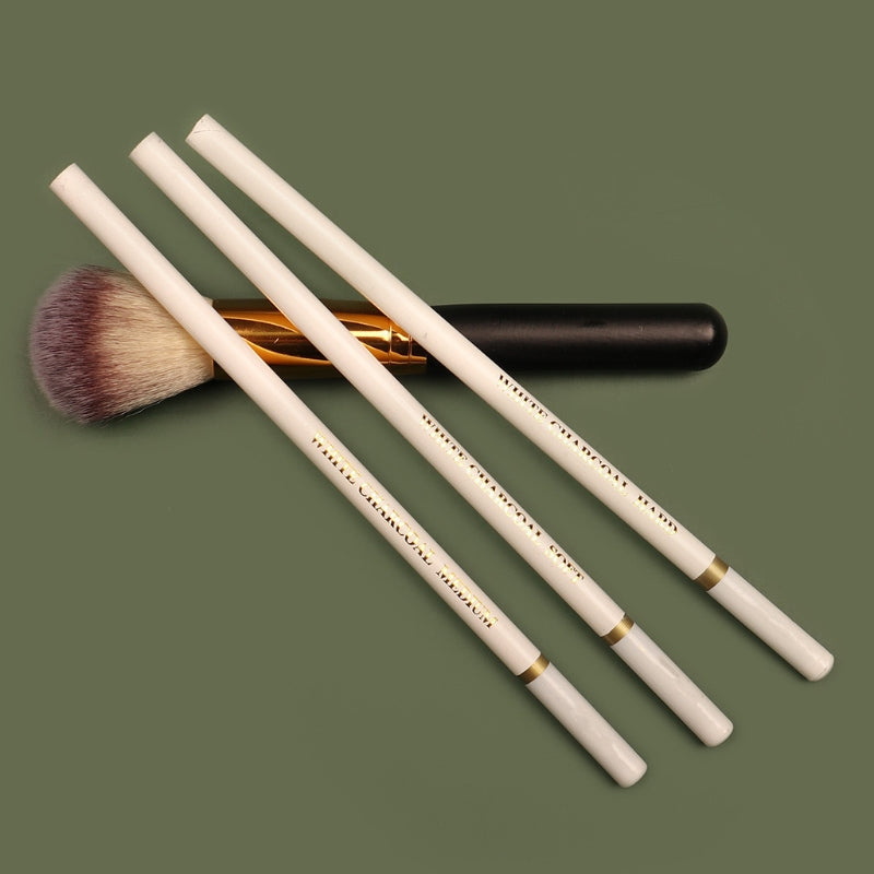 3 Pcs White Sketch Charcoal Pencils Soft/Medium/Hard White Charcoal Wooden Pencils for Artist Drawing Sketching Blending 24BB