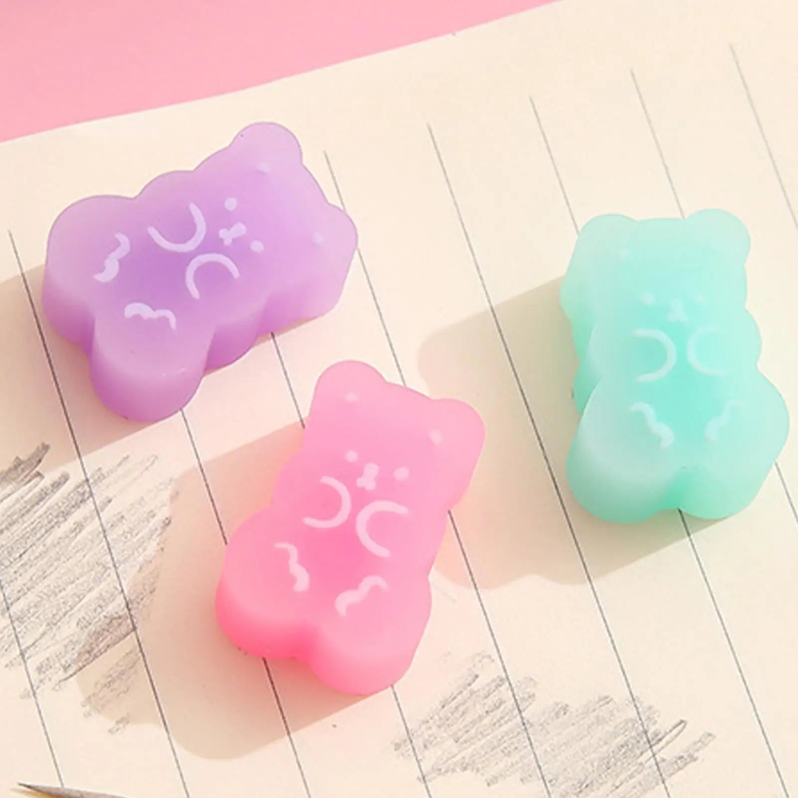 Animal Erasers 5Pcs/set Interactive Stationery Desk Decoration Eraser Pets Bear Shape for Students Children Carnival Party Favor