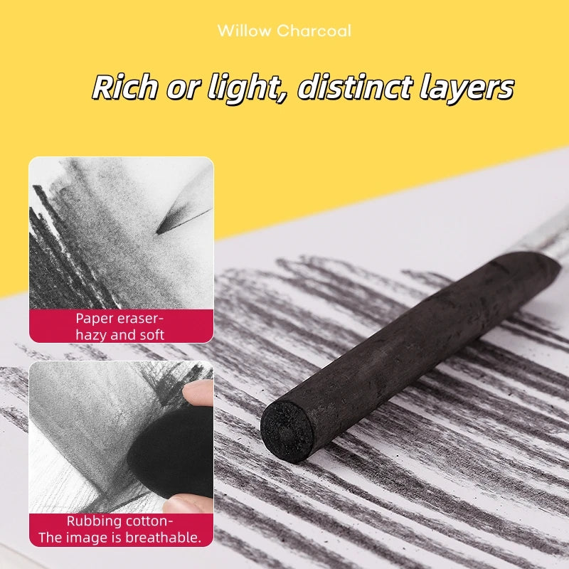 10pcs Willow Charcoal Sticks Charcoal Pencil for Sketching Sketch Charcoal Stick Charcoal Drawing Sticks for Fine Art Students