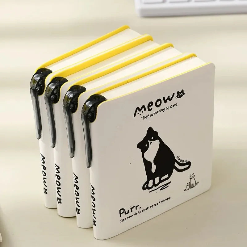 Cartoon Cat Notebook Paper Cover 224 Pages Notebook Print Pen Holder Travel Portable Office School Stationery Daily Memo Gift