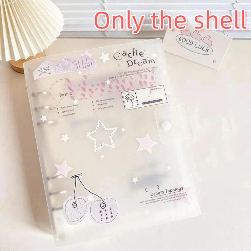 Ins Style Ring Binder Notebook, Scrub PP Cover Loose‑Leaf Journal Planner with Removable Inner Core School Organization Notepad