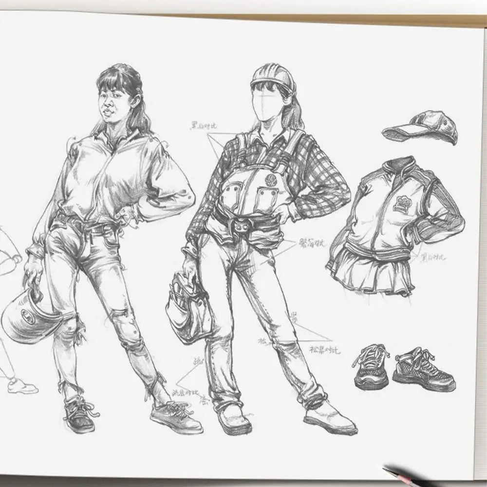 Hand Drawn Hand Painted Tutorial Book Sketching Practicing Line Draft Practice Book Studying Characters Tracing Sketch Book