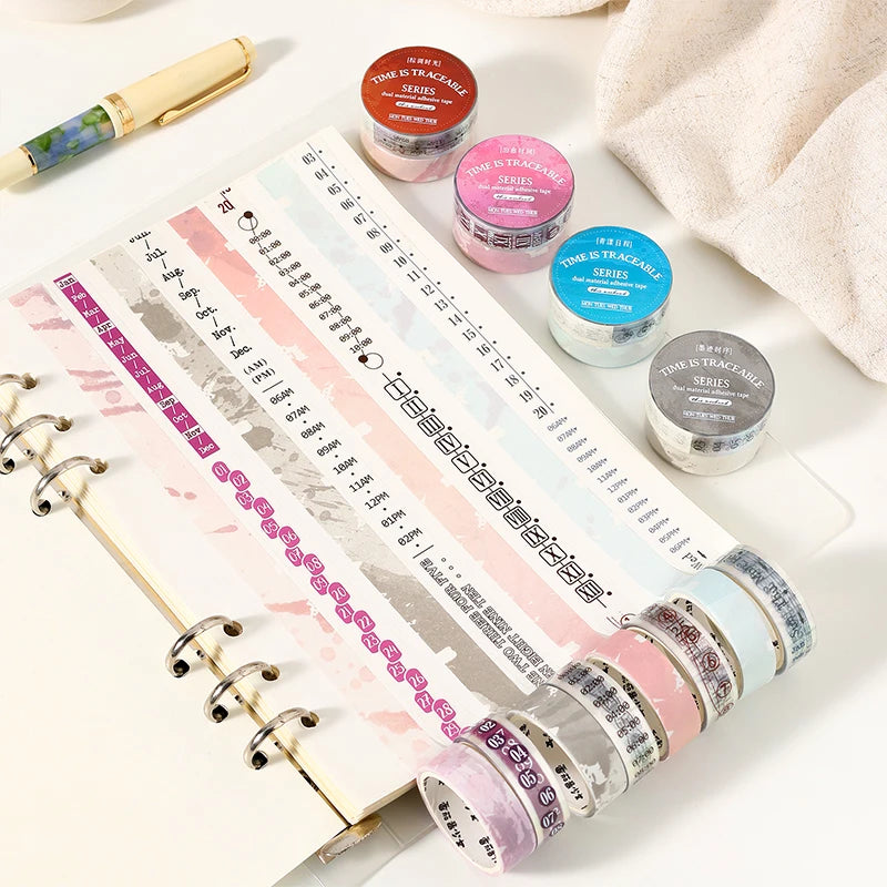 Journal GO 1.2x200cm Time Can Be Traced Tape Weekly Date Plan Tape Timeline Masking Tapes Planning Tape Scrapbooking Sticker