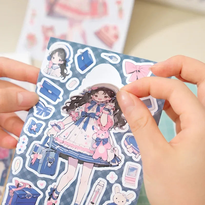 Journamm 20sheets Kawaii Stickers Book DIY Scrapbooking Collage Stationery Decor Junk Journal Cartoon Materials Stickers