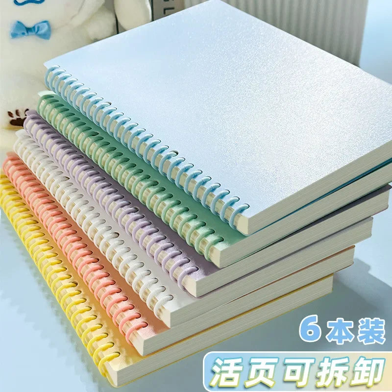 Macaron Loose Leaf Notebook 60 Sheets Detachable Coil Binder A4/A5/B5 Replaceable Journal for School