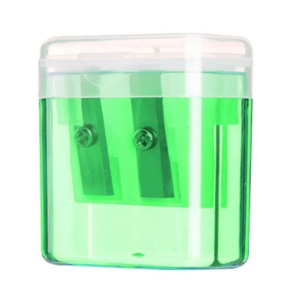 High Quality Dual Holes Pencil Sharpeners With Lid Plastic Pen Sharpener Handheld Pencil Sharpening Tool School Office Supplies