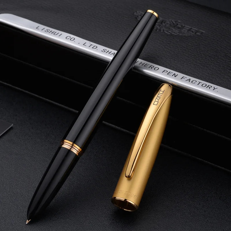 HERO Pen 1000 Retro 10K Gold Pen Classic Old Style Squeezing Ink Absorbing Adult Writing Practice Office Business Gift Ink Pen