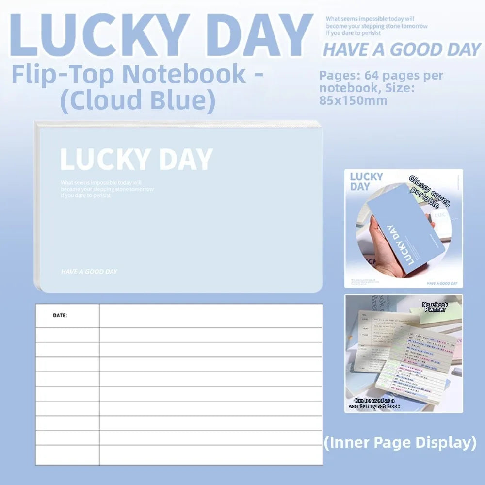 64 Pages Mini Notebook Hard Cover Horizontal Diary Book Flip Up Pocket Notebook