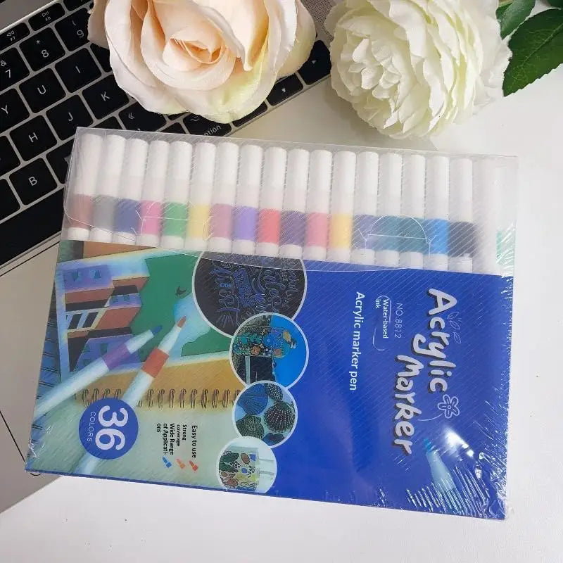 Acrylic Paint Markers 24 Colors Waterproof Smudge Resistant for Pottery Painting Handmade DIY Art Project
