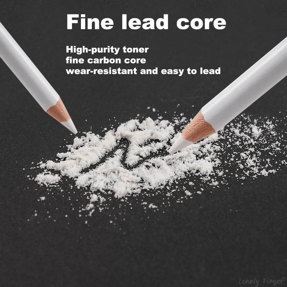 White Charcoal Pencils Set, Sketch Highlight White Pencils for Drawing, Sketching, Shading, Blending, Chalk Pencils for Artists