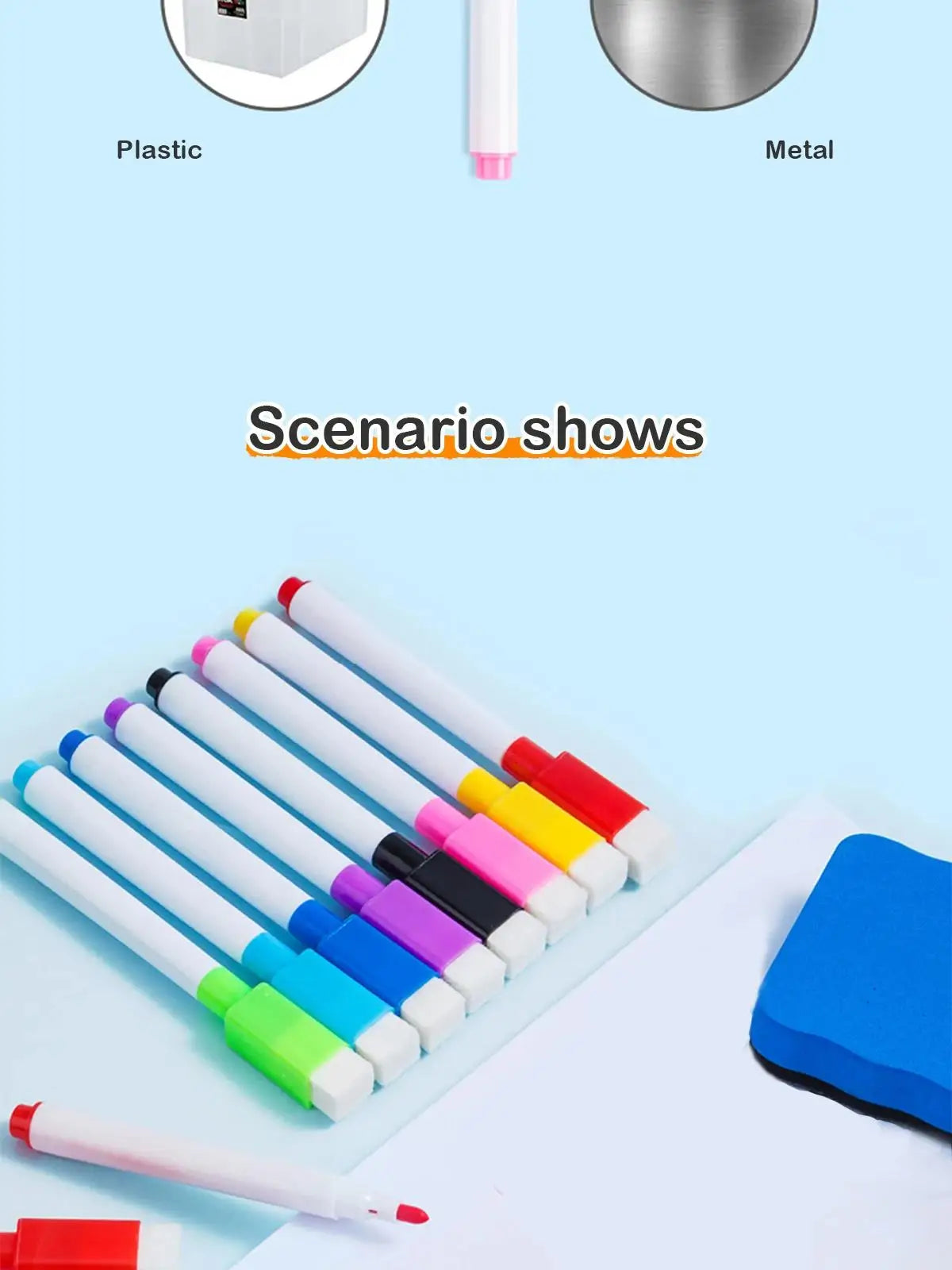 8 Pcs Magnetic Erasable Whiteboard Pen Color Options Numbering Stationery Office Teaching Supplies For Blackboard Student Note